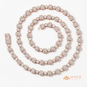 Collier en moissanite plaqué or rose, bijoux fantaisie, chaîne à maillons pour femmes et hommes, cadeau élégant, bijoux fins de New York, NYC, États-Unis - Product Image 1