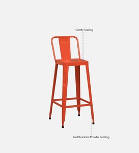 Becky PU Leather <b>Adjustable</b> Modern Industrial Metal Bar <b>Stool</b> Orange Color Counter <b>Height</b> Kitchen Furniture Powder Coated Steel - Product Image 6