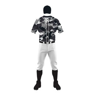 Conjunto de Uniforme de Béisbol para Hombre, Camiseta de Manga Corta con Estampado de Camuflaje y Pantalones con Cierre de Botones, Diseño Sublimado con Nombre del Equipo - Product Image 5