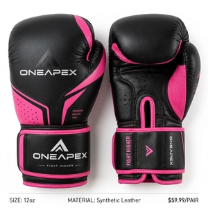Boxing <b>Gloves</b> Pink and Black Professional Training Fight <b>Gloves</b> Padded Boxing Custom Logo OEM Wholesale <b>Sports</b> <b>Glove</b> - Product Image 3