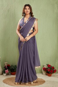 Sari de Georgette para Mujer Pure Star, con Bordado de Lentejuelas y Encaje Calado, de Secado Rápido y Elástico - Product Image 3