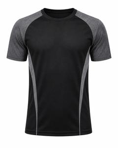 T-shirt à manches courtes col rond pour homme Noir Gris Écologique 100% polyester Tissu tricoté Coupe classique Style décontracté 180g - Product Image 1