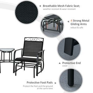 Sedia a dondolo da esterno a 2 posti con tavolino, design traspirante per veranda e giardino, ideale per il giardino di casa, per donna - Product Image 5