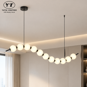Suspension LED moderne dimmable 18W avec globes en acrylique, cadre métallique et télécommande pour salle à manger et îlot de cuisine - Product Image 1