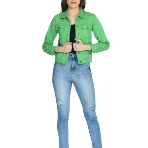 Women's <b>Cropped</b> <b>Denim</b> <b>Jacket</b> Eco-Friendly Breathable Vintage Washed Button Front Casual Jean Coat Streetwear Fashion Outerwear - Product Image 3