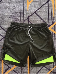 Pantalones Cortos Deportivos de Compresión para Hombre, con Bolsillo para Teléfono, Secado Rápido, Cintura con Cordón, Verde y Negro, Algodón Ecológico, Ropa Deportiva Urbana - Product Image 4