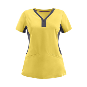 Tenues médicales OEM pour femmes, col en V, nylon et élasthanne, vêtements de travail d'hôpital, uniforme confortable, respirant, sur mesure - Product Image 2
