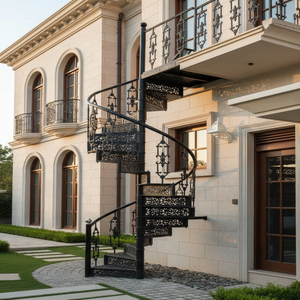 Escalier en colimaçon extérieur en acier inoxydable, style européen moderne, qualité durable, écologique, résistant à l'eau, garantie 5 ans - Product Image 5