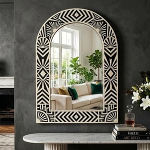 Art Deco <b>Arch</b> Wall Mirror With Geometric Pattern Handmade MDF <b>Frame</b> Decorative Home Accent Mirror Customized Good Quality - Product Image 1