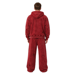 Survêtement Homme Délavé Effet Usé de Haute Qualité Personnalisable Vintage Streetwear Uni Polyester/Coton Effet Soleil Décoloré Prix Abordables - Product Image 2