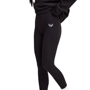 Legging noir en jersey pour femme, taille haute, extensible, doux au toucher, pour fitness, yoga, entraînement, tenue de sport, confort quotidien - Product Image 4