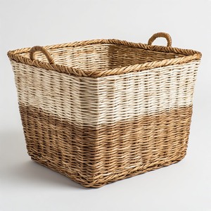 Decorative Hand Braided Seagrass Storage <b>Basket</b> Handles Durable Vintage Design for Living Room <b>Bathroom</b> Kitchen Organization - Product Image 1