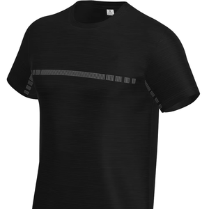 Camiseta de Manga Corta Negra para Hombre, Estampado Geométrico, Transpirable, Tejido de Punto, Corte Regular, Cuello Redondo, Poliéster - Product Image 6