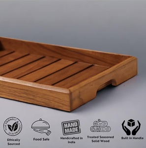 Plateau de service élégant en bois Unicorn Handicrafts pour café, thé, petit-déjeuner, collations, desserts, boissons, table à manger à domicile - Product Image 4