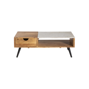 Mesa de centro Vandana Aston Lyra en madera de acacia y mármol - Product Image 1