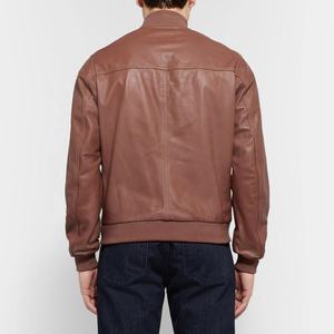 Bomber Style Mens Leather <b>Jacket</b> Good Quality Leather Made Zipper Closure OEM ODM Acceptable <b>Sheepskin</b> Leather <b>Jackets</b> And Coats - Product Image 2