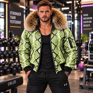 Python Leather Fashion <b>Coat</b> with Luxurious Fur Hood High-End Motorcycle Outerwear | Herren Lederjacke | Chaqueta Hombre Cureo - Product Image 3
