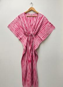 Kaftan Tie-Dye Long pour Femme, 100% Coton Écologique, Coupe Ample, Taille Naturelle, Tenue Décontractée Bohème d'Été pour les Vacances - Product Image 6