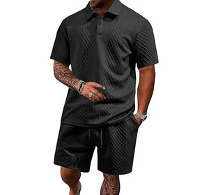 Ensemble de polo et short décontracté respirant pour homme, style hip-hop, col polo, tenue de jogging athlétique d'été - Product Image 2