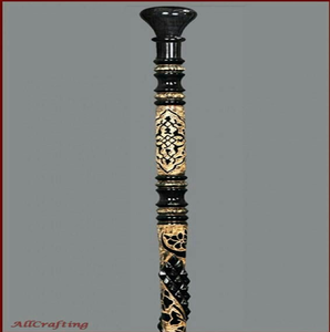 This magnificent wooden walking staff showcases <b>the</b> intricately carved diamond pattern design available at wholesale prices. - Product Image 1