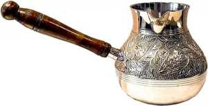 Cafetera Turca Cezve Ibrik de Cobre Dorado Martillado con Mango Ergonómico de Madera Oscura para Cafetería - Product Image 5