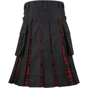 Kilts utilitaires hybrides noirs en coton et tartan Macdonald pour femmes avec sangles en cuir, kilts pour filles, best-sellers - Product Image 3