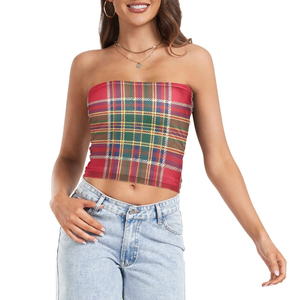 Premium Quality <b>Red</b> Sublimation Tube <b>Top</b> <b>Crop</b> Strapless Holiday Fashion Christmas Party Outfit for Women wholesale rate - Product Image 4