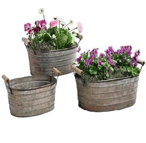 Ensemble de jardinières en métal doré de qualité supérieure avec support en fer noir |   Supports décoratifs pour plantes d'intérieur - Product Image 4