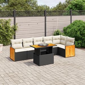 Conjunto de Sofá de Jardín de Ratán PE Negro con Patas Ajustables Grandes, Muebles de Exterior Cómodos y Elegantes - Product Image 1