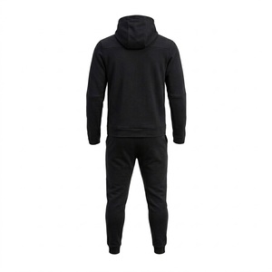 Ensemble survêtement homme noir à capuche, fermeture éclair intégrale, couleur unie, décontracté, respirant, best-seller - Product Image 6