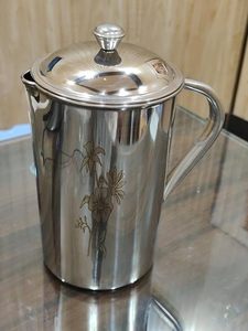 Stainless Steel Water Jug with Lid and Handle Leakproof Drinking Water Pitcher for Home Kitchen <b>Fridge</b> Office <b>Table</b> Serving - Product Image 4