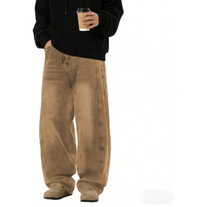 Jeans de Hombre Estilo Urbano, Corte Recto, Ajuste Holgado, Denim Lavado Vintage, Pantalones de Invierno, Tejido Sólido Lavable, a la Moda - Product Image 4