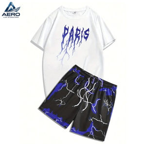 T-shirt et short décontractés respirants à manches courtes pour hommes, vêtements de sport pour la course à pied et le jogging, ensembles de shorts d'été pour hommes - Product Image 1