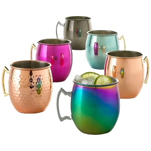 Taza de mula de Moscú de acero inoxidable al por mayor, tazas de cóctel de sublimación multicolor para café y cerveza, artículos para beber - Product Image 1