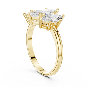 Magnifique bague de fiançailles/triologie en or 14K/18K ou platine, sertie de trois diamants marquise, monture à griffes, bijoux fins - Product Image 6
