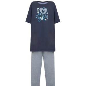 Pijama de Verano de Algodón de Lujo para Mujer, Cintura Baja, Elástica, Transpirable, Suave y Cómoda, con Estampado Tejido - Product Image 2