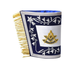 Guantes Masónicos de Alta Calidad con Puños Blancos, Guantes de Francmasonería con Símbolo de Compás y Escuadra Bordado, Puños de Algodón - Product Image 5