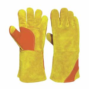 Gants de soudage haute performance en cuir de vachette pleine fleur avec paume fendue, résistants à l'abrasion et à la chaleur, pour la lutte contre les incendies, la fournerie et la boulangerie - Product Image 2