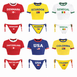 Conjunto de Bikini Personalizado para Mujer, Estampado con la Bandera Nacional de la Copa Mundial de Fútbol, Dos Piezas, Ropa de Playa para Fanáticas del Fútbol - Product Image 5
