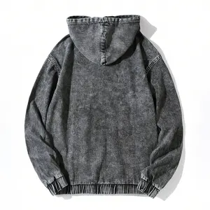 MDJ012 personalizado Denim HOODIE hombres personalizado pullover hoodies Denim washed HOODIE