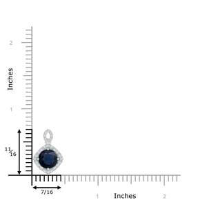 14k <b>Solid</b> <b>Gold</b> Vintage Inspired Round Cut Blue Sapphire <b>Pendant</b> With Diamond Halo Igi Certified Fine Jewelry Handmade <b>Pendant</b> - Product Image 2
