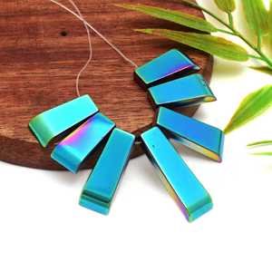 Natural Graduated Pendant Hematite <b>Beads</b> Strand <b>Turquoise</b> Rectangular Chakralume Jewelry Making 7 <b>Beads</b> 20-30mm Rajasthan - Product Image 5