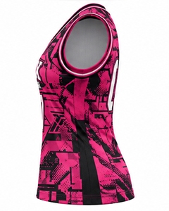 Camiseta de Baloncesto para Mujer INDEX, Rosa y Negra, Cuello en V, Sin Mangas, Número 07, Malla Transpirable Sublimada - Product Image 6