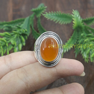 Anillo de Plata de Ley 925 con Piedra Preciosa de Cornalina Natural, Hecho a Mano, Estilo Vintage, Ovalado, Cabujón, Joyería Boho, Regalo - Product Image 5