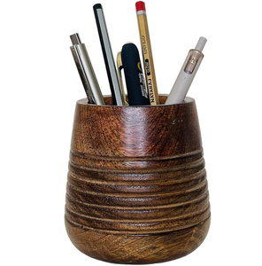 Acacia Wood Pen Holder Makeup <b>Brush</b> Holder Wholesale Multi-Purpose Hexagon Shape Color Pencil Holder - Product Image 5
