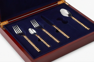 Elegant Gold <b>Beaded</b> Handle Flatware Set Silver Finish Dishwasher Safe Wedding Tableware Metal Cutlery - Product Image 6