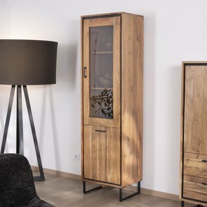 Colonne en verre de style industriel Vandana Royal Grain en acacia Baltik avec verre teinté brun - Product Image 3