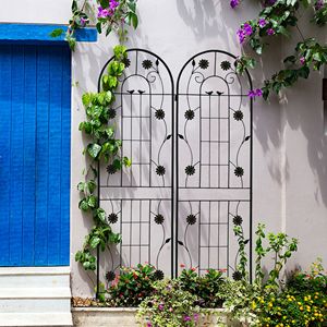 Lot de 2 treillis de jardin en métal antirouille de 71 po x 19,7 po, support extérieur pour plantes grimpantes - Product Image 4