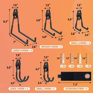 HUHOLE Juego de 4 Ganchos para Garaje de Aleación de Zinc con Acabado Negro - Product Image 1