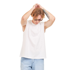 Camiseta sin mangas de punto 100% algodón para hombre, oversize, color liso, para fitness, culturismo, transpirable, estilo urbano. - Product Image 3